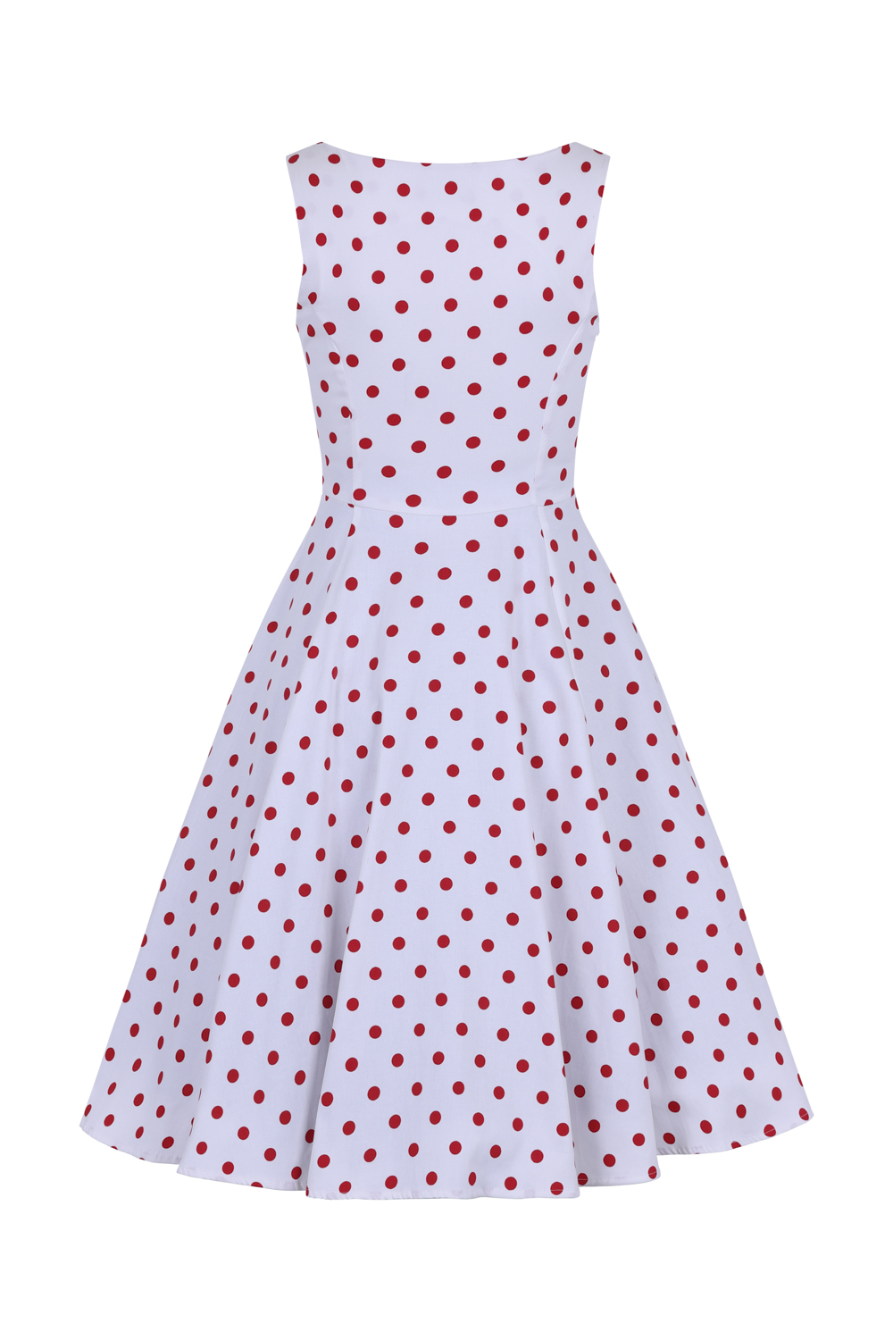 Cindy Polka Dot Swing Dress In White Hearts And Roses London